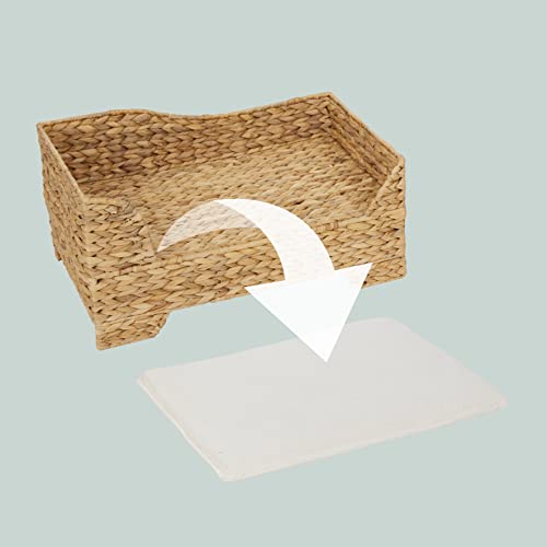 Teamson Pets Neith Wicker Seagrass Pet Cat Or Small Dog Daybed, Tan/Cream #TOP6