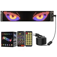 GLUROO LED Augen für LKW und Auto, Devil Eyes Licht mit Bluetooth App Fernbedienung, Programmierbarer Flex LED Display, DIY Auto Dynamische Bunte Augenlampe, Soft Screen 374 x 92mm