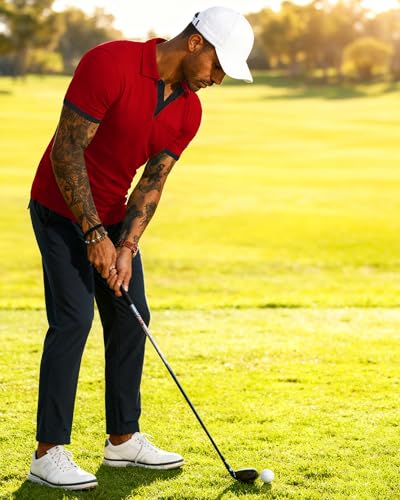 Camiseta polo para hombre KUYIGO, corte slim, de algodón, casual con cuello abotonado y bolsillo en el pecho, ideal para oficina, golf, viajes o uso diario miniatura 6