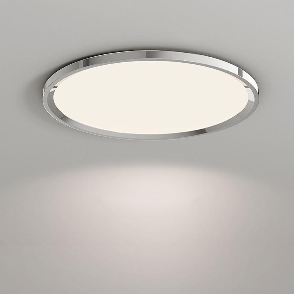 RXPVUXE Flush Mount Ceiling Light Fixtures, 48W Flat Led Light For Ceiling, Ultra Thin Round Chrome Lamp for Bedroom Kitchen,Bathroom,Living Room, Dining Room, Dia-40cm Panel Light Ceiling