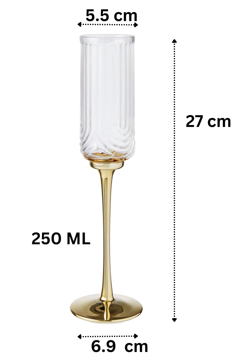 Melbify Wine Golblet Glass | Set of 2 | 250 ml | Crystal WineGlasses | Champagne Flute Glass | Perfect for Couple, Wedding, Anniversary 3