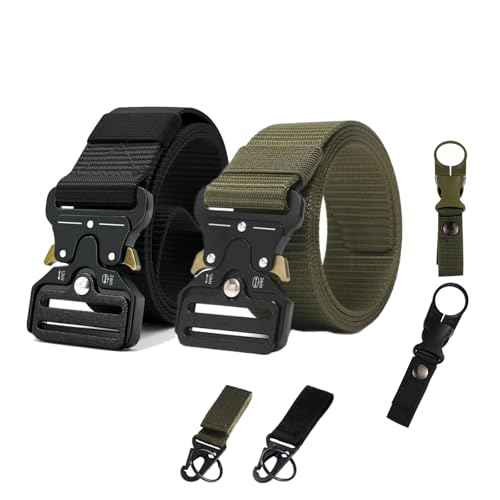 Men's 6-Piece outdoor Belt Set – Nylon Work Belt with Alloy Buckle for Outdoor & Workwear,with Keychain & Bottle Clip