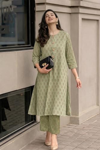 Image of ANNI Designer Kurta Set for Women Viscose Printed | Kurti Set for Woman | Kurta Pant Set | 2 Piece Set Women | Mandarin Neck 3 /4 Sleeve Regular Fit Stylish Ethnic Outfit Clothing