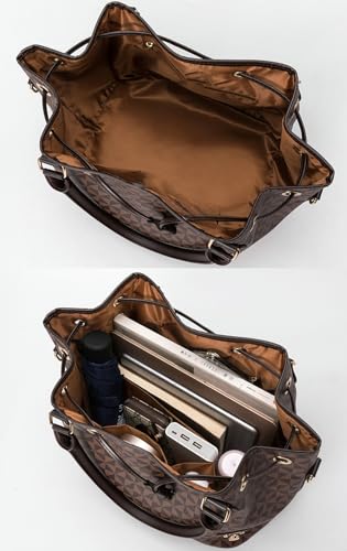 Women’s Drawstring Bucket Bag Top Handle Tote Shoulder Handbag Hobo Crossbody Purse3