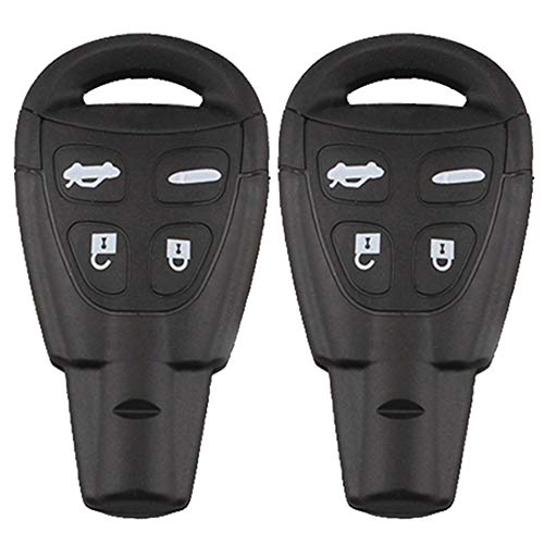 Beefunny Replacement Remote Car Key Shell Case Fob 4 Button for SAAB 9-3 9-5 2003-2011 (with Blade, 2 Pcs)