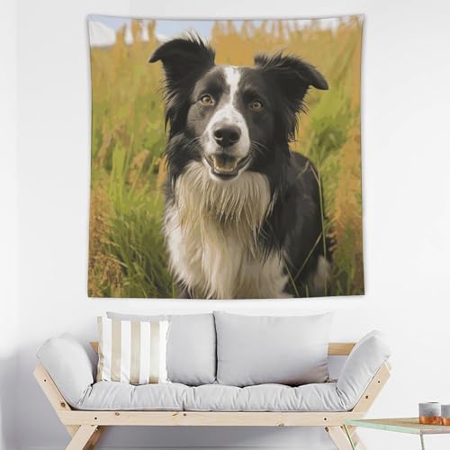 Tapisserie murale pour chambre esthétique de Border Collie couverture fun