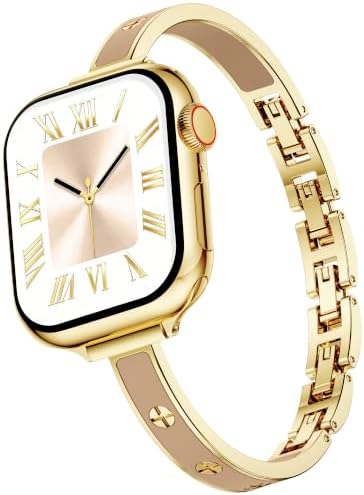 Mosonio Bands for Apple Watch Women – Slim Metal&Silicone with Cross Screw — view 5