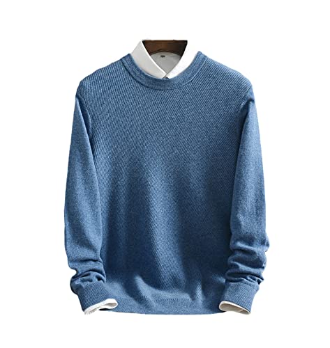 Pull en cachemire pur homme WEGUKRI tricot jacquard luxe bleu XXL