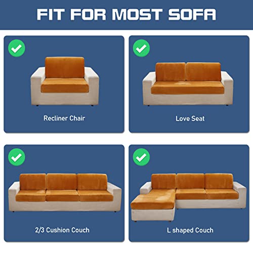 Tewene, Couch Cover Sectional Couch Cover Velvet Sofa Cover Stretch Couch Cover For Sectional Sofa L Shape Leather Sofa Cover Couch Cushion Cover, Velvet Orange/Length 27''X37'' (Only 1 Piece) #TOP1
