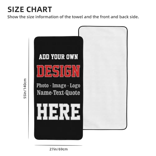 Aziucteh Custom Towels Add Your Own Logo Text Name Image Bath Towel Beach Sports Gym Hand Towel Personalized Towel Black Customized Gift