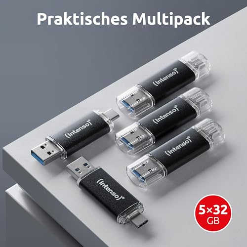 Intenso Twist Line Dual pamięć USB 5 x 32 GB - Super Speed USB 3.2 Gen 1 x 1 z prędkością do 70 MB/s, USB-C i USB-A, antracyt
