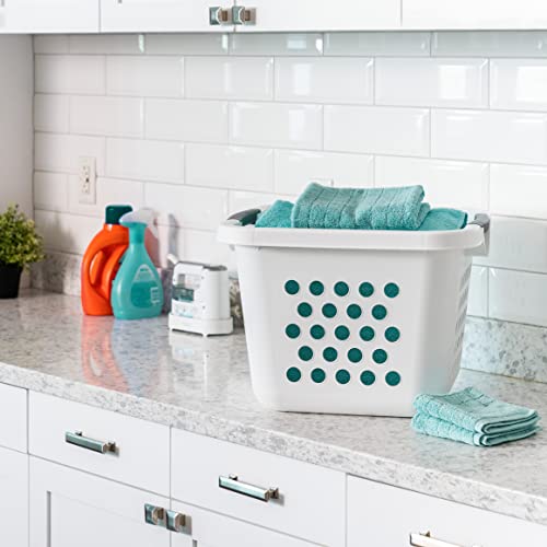 Iris Usa 30L Plastic Laundry Basket Hamper Organizer With Built-In Comfort Carry Handles, For Closet, Dorm, Laundry Room, Bedroom, Nestable, Ventilation Holes, 2 Pack, Medium, White #TOP6