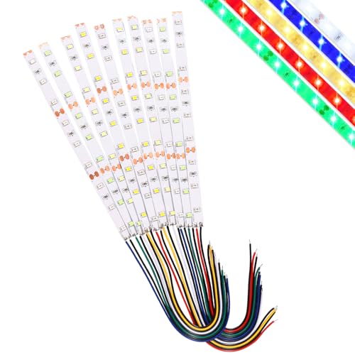 Lyeteung 10 Pezzi 150mm 12V - 18V Precablato Striscia LED, 2835 Modello di Illuminazione a LED, SMD Luce Autoadesiva Flessibile Bianco/Rosso/Giallo/Blu/Verde