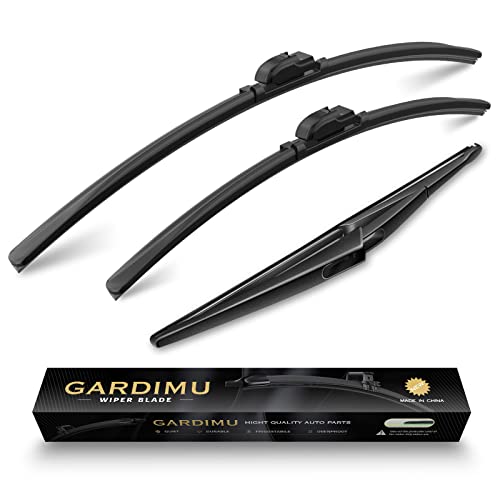 Image of Front and Rear Windshield Wipers for Nissan Rogue 2014-2020 | Quiet and Streak-Free Front and Back Wiper Blades Assembly All-Season OEM Automotive Replacement Accessories