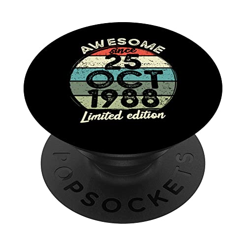 Camiseta de cumpleaños de 35 años, 25 de octubre de 1988, 35 cumpleaños PopSockets PopGrip Intercambiable