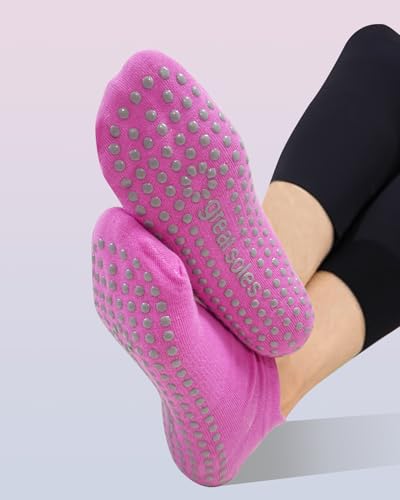 Pilates Socks With Grips For Women, Non Slip Socks for Pilates-Yoga Barre Dance -2pk2