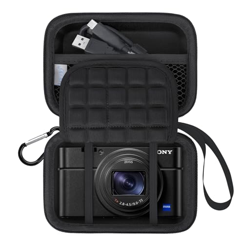 Lacdo Camera Carrying Case for Sony RX100 VII/ RX100 VI/ RX100 V/ RX100 IV/ RX100 III Compact Digital Camera Point and Shoot Vlogging Camera Bag Mesh Pocket fits Batteries USB Cable Black+Black