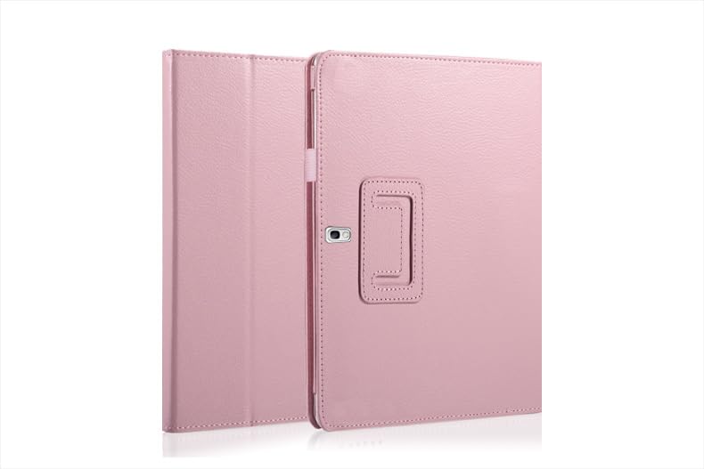 Generic Slim Folding Folio Stand Case for Samsung Galaxy Tab Pro 10.1 Tablet SM-T520/T525 P600, Lightweight Magnetic Closure PU Leather Flip Shockproof Auto Wake/Sleep Smart Cover Pink