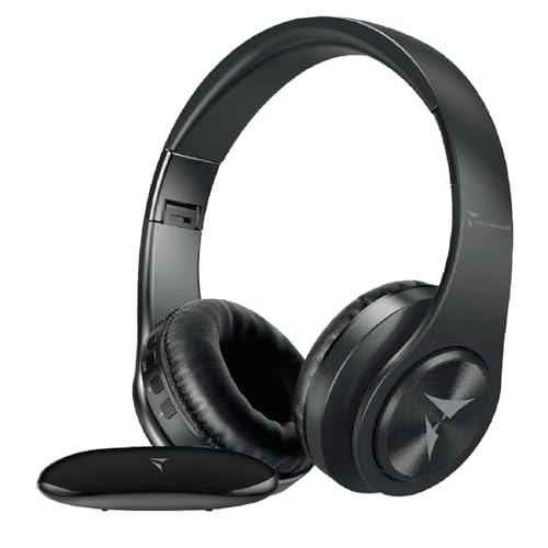 TECHMADE Cuffie TV wireless senza filo, con trasmettitore - adattatore universale jack 3,5 cavo ottico, RCA- lunga autonomia - per adulti, anziani