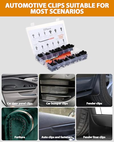 Set clips de fijación para coche – grapas coche, remaches plastico coche, remaches expansibles y tornillos de carrocería para paneles, parachoques y aletas, 229 piezas - imagen 6