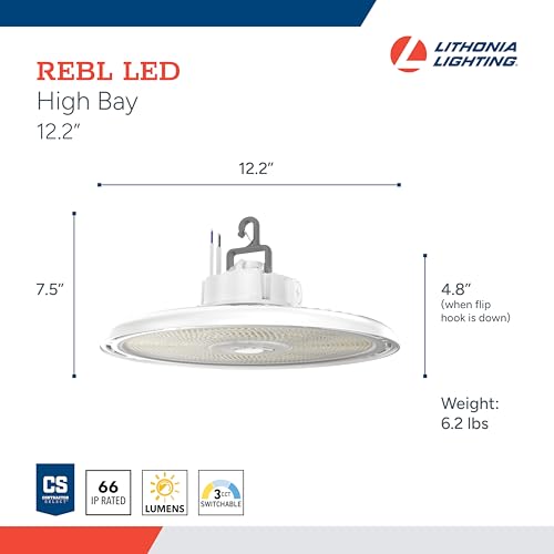 Image of Lithonia Lighting Round High Bay LED Light Adjustable Lumens, 3-in-1 CCT