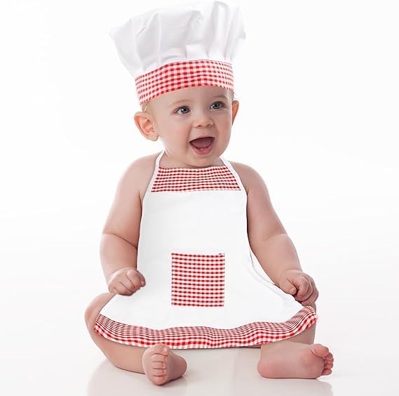 Disfraz de cocinero para bebé, de 2 piezas, para bebés de 6 a 24 meses, color rojo y blanco