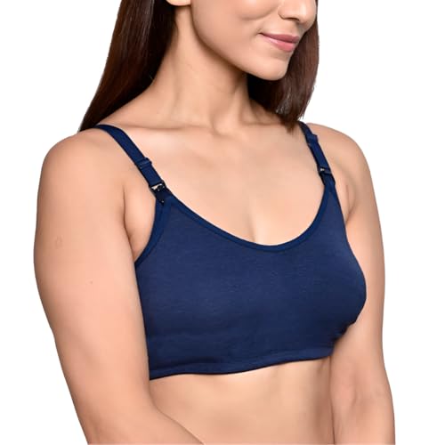 Image of Inner Sense Organic Cotton Bamboo Nursing Bra for Women I Non Padded Feeding Bra with Keyhole Back Design and Wire Free I Maternity Innerwear with Full Coverage