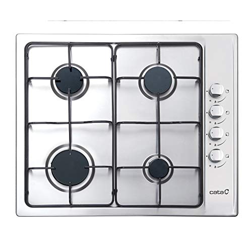 Cata Placa de Gas GIB 6004 X con 4 quemadores de gas. Ancho de 58 cm. Potencia 7,5 Kw. Parilla Esmaltada. Inyectores Incluidos. Uso Exclusivo Gas Butano