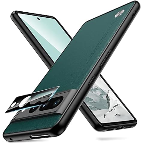 SNUNGPHIR for Google Pixel 7 Pro Case, Soft PU Leather Back Flexible TPU Shockproof Silicone Bumper Phone Case with Camera Lens Protector, Thin Slim Protective Cover for Pixel 7 Pro 6.7'' 5G Green Cover