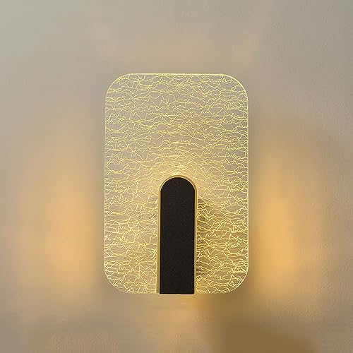 Aplique de pared LED moderno - Acrílico creativo, 5 W, 3 modos de color, lámpara con cableado para dormitorio, sala de estar, pasillo, diseño elegante en negro, iluminación interior decorativa ( )