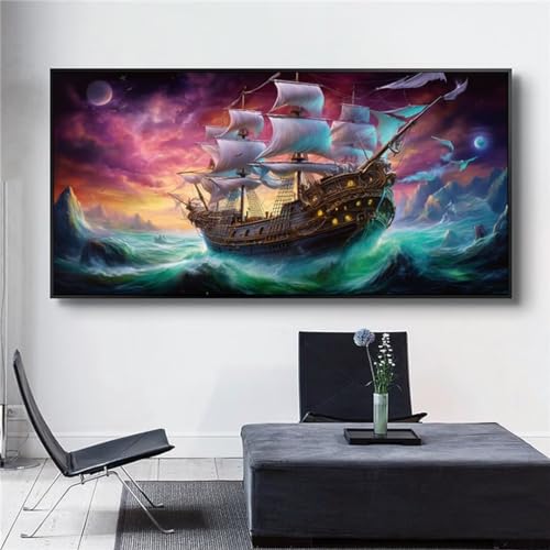 Peinture Diamant Adultes Bateau - Kit Complet Mosaïque Strass Contre le Stress
