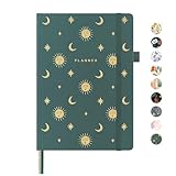 And Per Se Undated Weekly Planner 2026, A5 size Leather Hardcover Planner with Goals & Habit Tracker – ADHD Planner & Productivity Journal (Celestial Green)