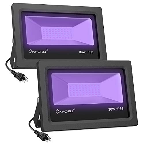 Onforu 2 Pack 30W UV LED Black Lights, UV Flood Light with Plug