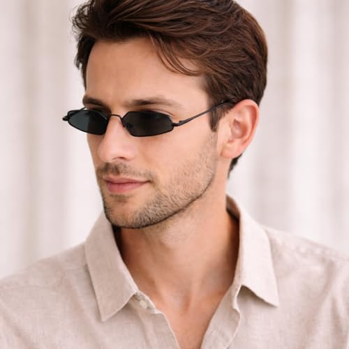 Image of Salty Alpha Designer Metal Sunglasses For Men stylish | Carry Pouch Included | UV Protection Fashion Goggles for Women Durable | Gift for Man & Woman | Gift for Diwali, Christmas, Marriage, Birthday