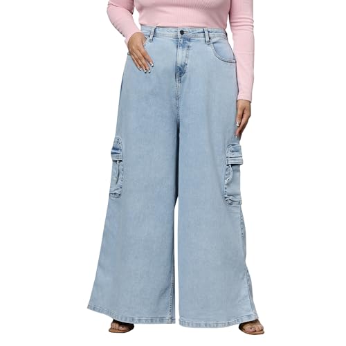 Image of TURNING BLUE Extra Wide High Rise Stretchable Plus Size Jeans for Women