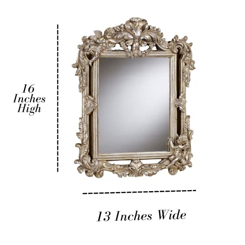 Touch Of Class Ornate Cherub Wall Mirror Acanthus Leaf - Baroque Style Decor Champagne Gold Finish - Vintage Mirrors For Vanity, Elegant Mounted Accent #TOP2