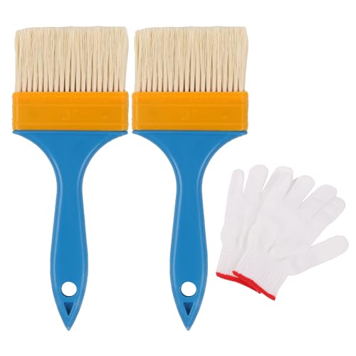 BQLZR Pincel de pintura con mango de plástico azul para pintor de 3 pulgadas con manoplas de nailon, paquete de 2
