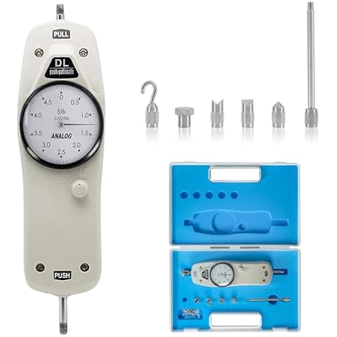Digital Force Gauge Push Pull Force Gauge Force Tester Meter with Calibration Certificate and Carrying Case for Tension and Compression Load Plug Force Destructive Tests(DL-5LB) Cover