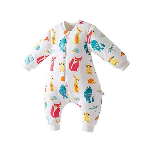 WTFYSYN 100% Algodón Saco de Dormir para bebé,Edredón Anti-Patada Infantil de otoño e Invierno de Dibujos Animados, Gasa de algodón Dividida Saco de Dormir para bebé-70cm de Largo_Fox