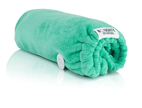 Noughty 97% Natural Green Microfibre Hair Towel, Hair Towel Wrap Quickly Absorbs Moisture, Reduces Breakage, Combats Frizz, Green