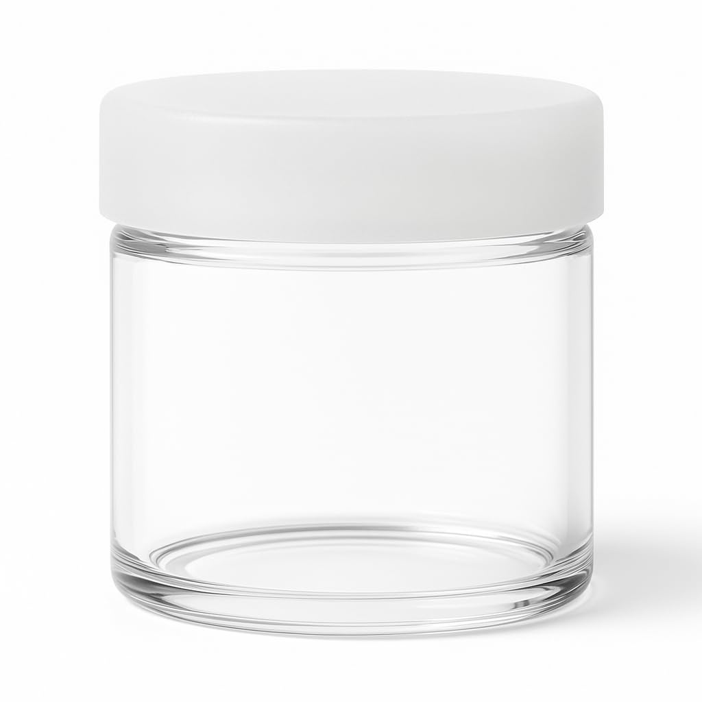 200 pcs 6ml No-Neck Glass Jars with Silicone Lids - Airtight, Straight-Sided for Lip Balm, Wax, Cosmetic Creams