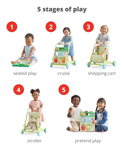 Image of Skip Hop Baby Walker 5-in-1 Sit to Stand Convertible Light Up Walker with 50+ Activities for Developmental Play, Songs and Sounds 3 Adjustable Handle Heights and Speed Control Switch Farmstand Age 6m+