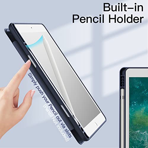 Image of JETech Cover Case for iPad Pro 10.5-Inch and iPad Air 3 (10.5-Inch 2019, 3rd Generation) with Pencil Holder, Clear Transparent Back Shell Slim Stand Shockproof Tablet Cover (Navy)