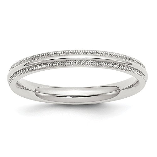 Sterling Silver 3mm Comfort Fit Milgrain Band Ring