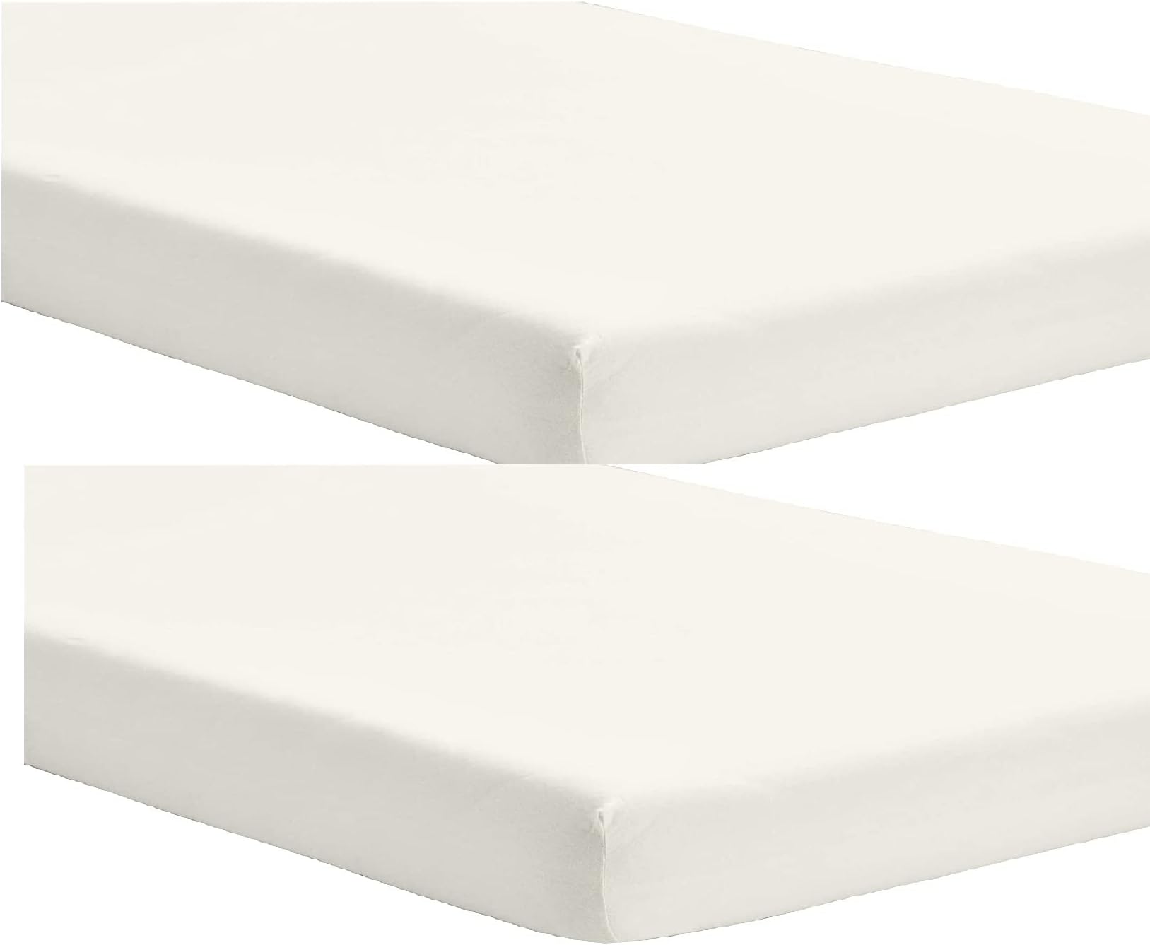 Dudu N Girlie Next to Me Crib Sheets Fitted 51x85 | Hypoallergenic Toddler Bed Sheets | Breathable & Easy Care Junior Bed Sheets (Pack of 2, Cream)