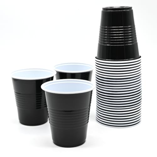 Yaure Joy 30 Pcs 12 oz Disposable Plastic Cups Bulk for Baby Shower Birthday Graduation Party Wedding Theme Party Birthday (Black)