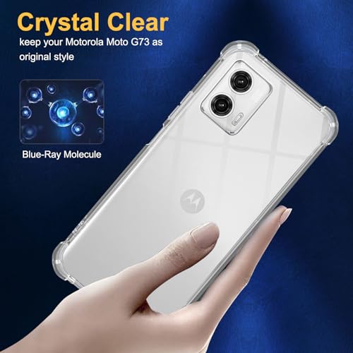 Image of Lustree Back Cover Transparent Case Compatible with Motorola G73 | Clear + TPU Case with 4 Corner Air Cushion Protection & Camera Protection | Slim& Stylus Cover