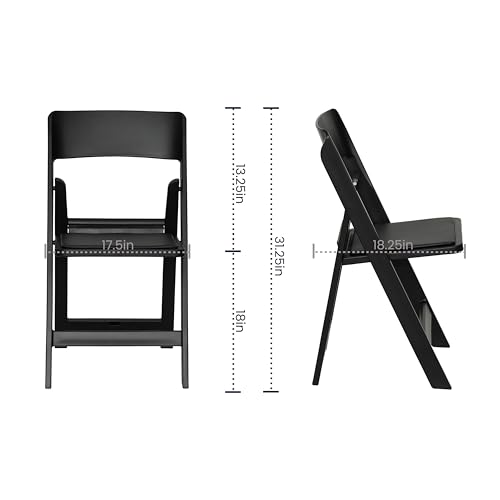 Image of Flash Furniture Hercules Tucker Commercial Black Resin Folding Chair - Lightweight, Vinyl Padded Removable Seat, Indoor Outdoor Use, Event & Wedding Ready, Set of 2