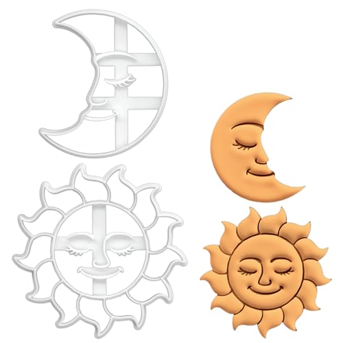 BAKERLOGY Set de 2 Emporte-pièce Céleste (Motif: Lune et Soleil)