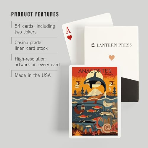 Lantern Press Naipes Poker 52 Cartas Geométrico Adultos miniatura 3